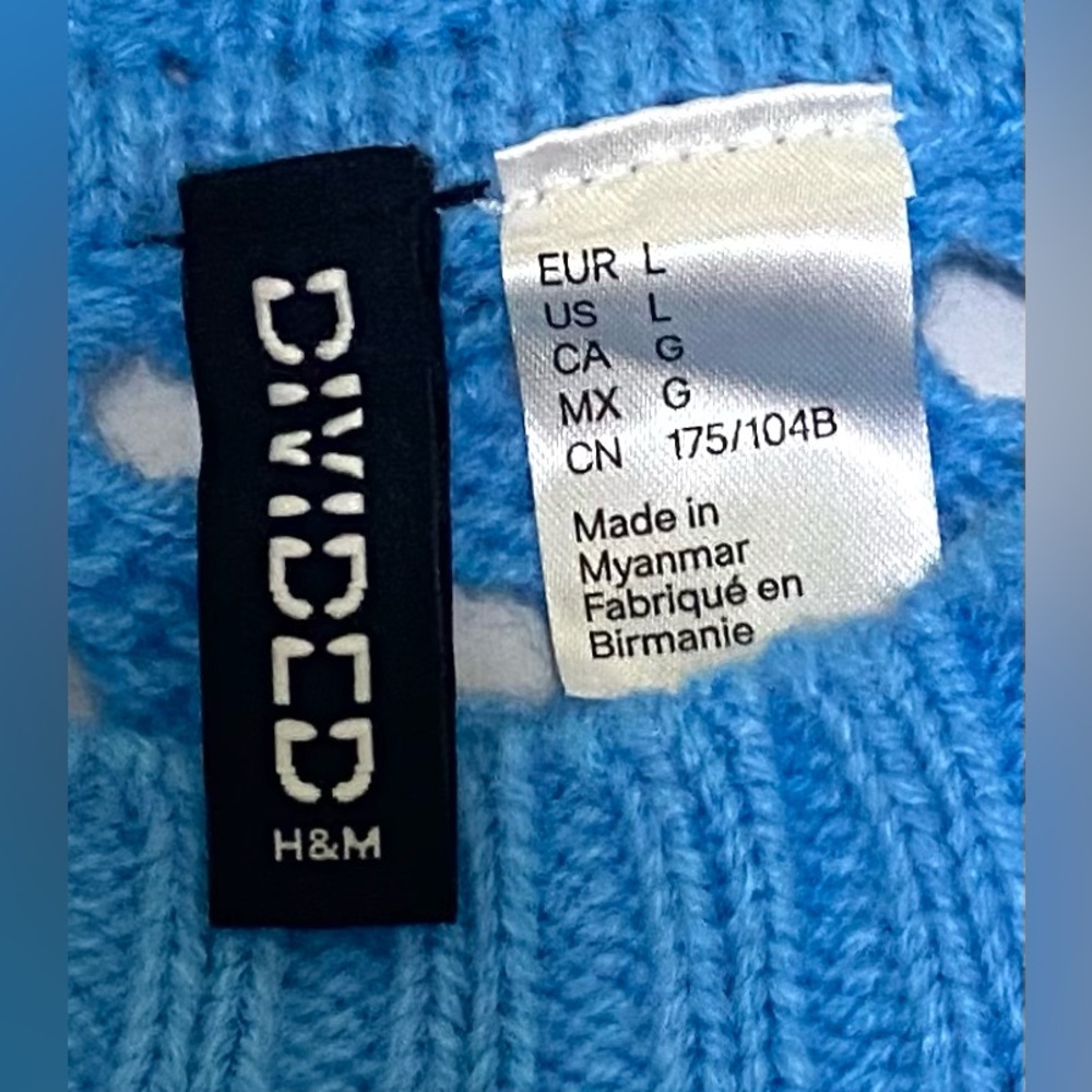 H&M Divided Womens L Solid Blue Crewneck Long Sleeve Lightweight Sweater Classic - Picture 11 of 12